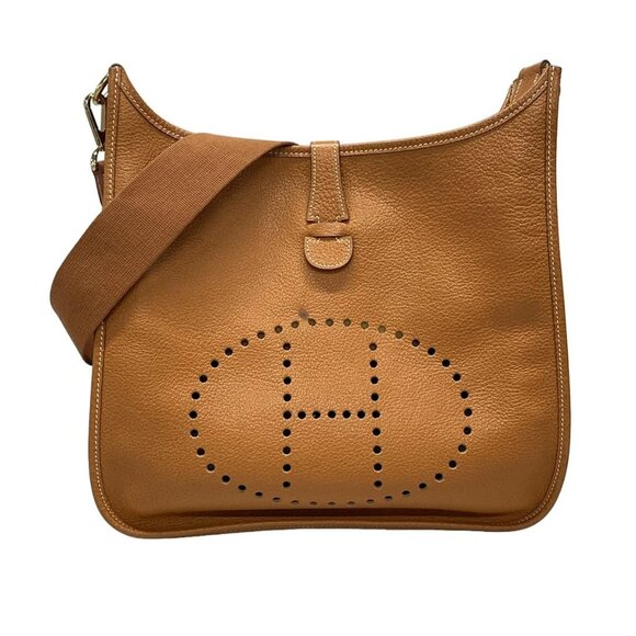 Auth HERMES Evelyne GM Brown Togo Square C Shoulder Bag - Picture 1 of 15